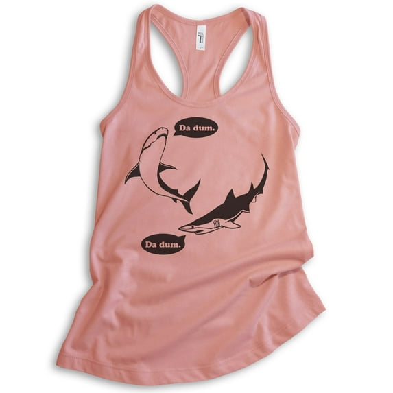 Da Dum Shark Tank Top, Ladies Racerback Tank Top, Vacation Tank, Shark Tanks, Summer Tank, Desert Pink, X-Large