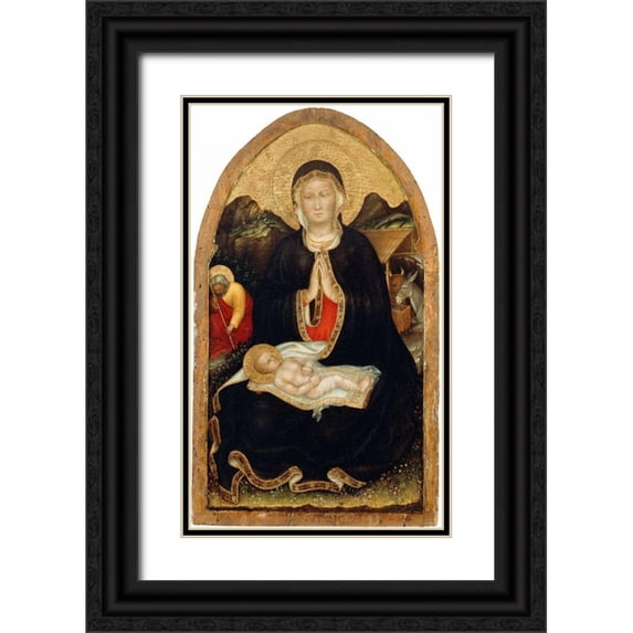 Da Fabriano, Gentile 12x18 Black Ornate Wood Framed with Double Matting Museum Art Print Titled - Nativity
