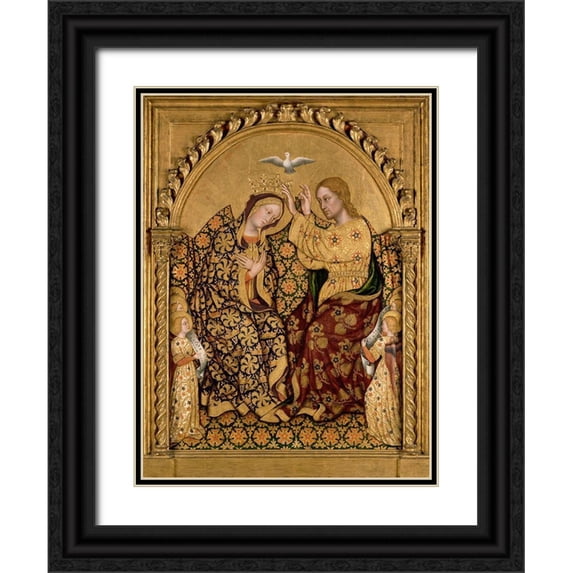 Da Fabriano, Gentile 19x24 Black Ornate Wood Framed with Double Matting Museum Art Print Titled - Coronation of the Virgin