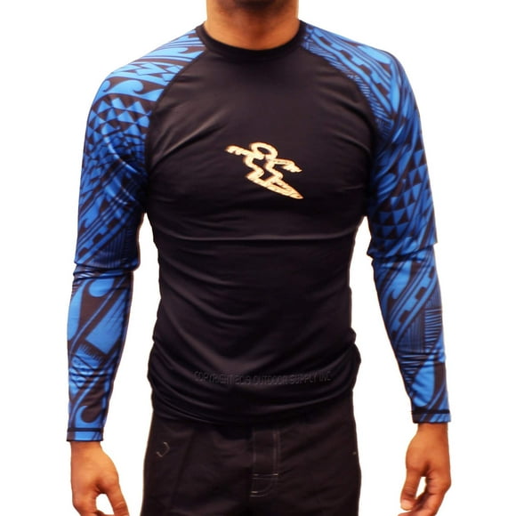 Mens Da Hui Tribal Long Sleeve Rash Guard Water Surf Shirt UPF 50+