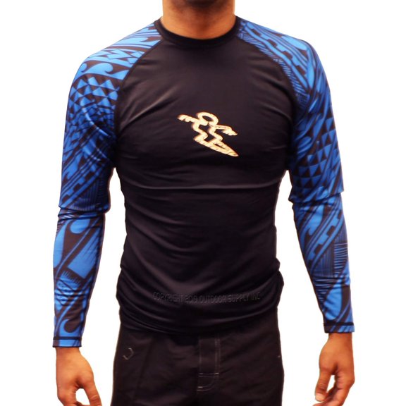 Da Hui Mens Da Hui Tribal Long Sleeve Rash Guard Water Surf Shirt UPF 50+