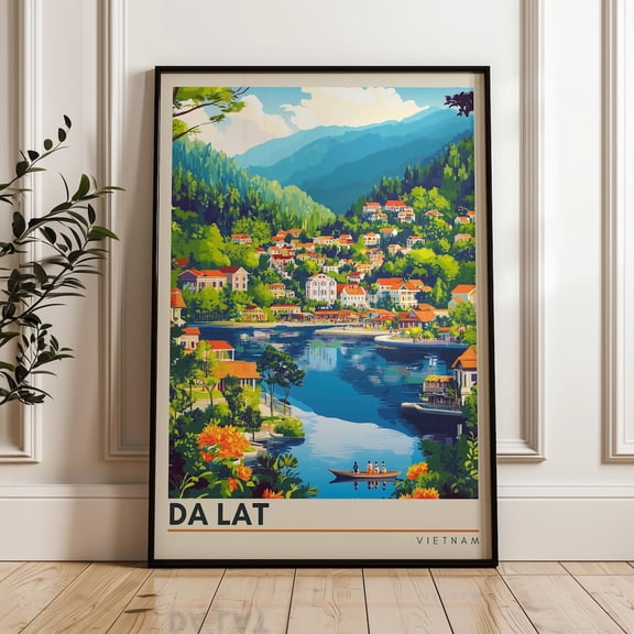 Da Lat Travel Print Vietnam Wall Art Print, Illustration Print, Lam Dong Artwork, Home & Office decor, idea, Dalat Travel print, Unframed Paper Poster 8x10in
