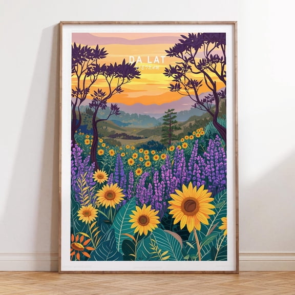 Da Lat Vietnam Minimalist Cityscape Travel Scenery Wall Art V2 Unframed Paper Print