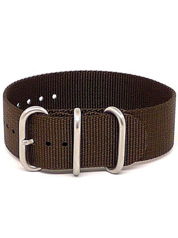 Da Luca Ballistic Nylon Military 1 Piece Watch Strap - Brown (Matte Buckle) : 18mm