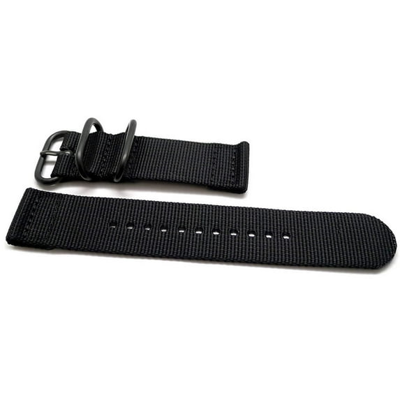 Da Luca Two Piece Ballistic Nylon Watch Strap - Black (PVD Buckle) : 18mm