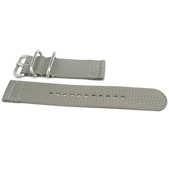 Da Luca Two Piece Ballistic Nylon Watch Strap - Grey (Matte Buckle) : 20mm