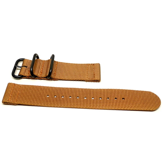 Da Luca Two Piece Ballistic Nylon Watch Strap - Light Brown (PVD Buckle) : 22mm