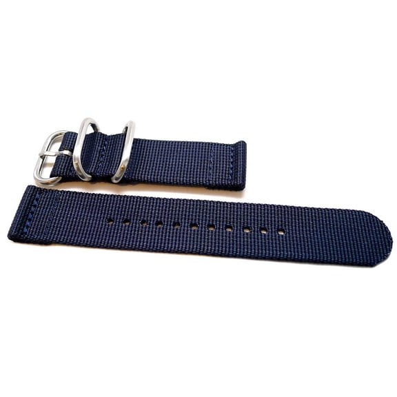 Da Luca Two Piece Ballistic Nylon Watch Strap - Navy (Matte Buckle) : 22mm