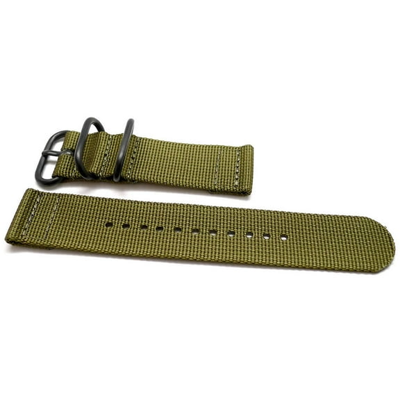 Da Luca Two Piece Ballistic Nylon Watch Strap - Olive (PVD Buckle) : 26mm
