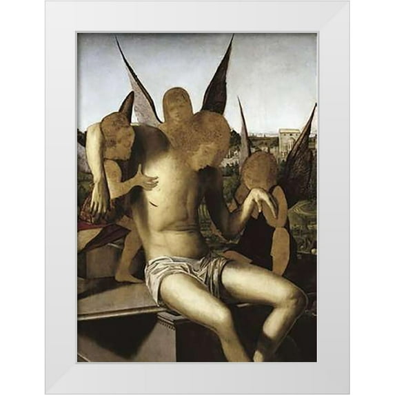 Da Messina, Antonello 19x24 White Modern Wood Framed Museum Art Print Titled - Pieta