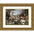 thumbnail image 1 of Da Ponte, Leandro 24x18 Gold Ornate Wood Framed with Double Matting Museum Art Print Titled - Orpheus Charming The Animals, 1 of 4