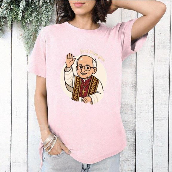 Da Pope Leo XIV Cartoon Parody Religious Humor Statement Graphic T-Shirt, for men & women, up to size 5XL
