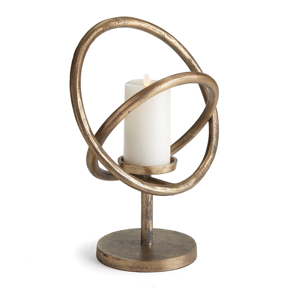 Antique Brass Round Aluminum Taper Candle Holder