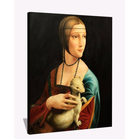 Da Vinci Canvas Wall Art Lady With An Ermine Framed Painting Large Canvas Art For Bedroom Office Livingroom Ready to Hang