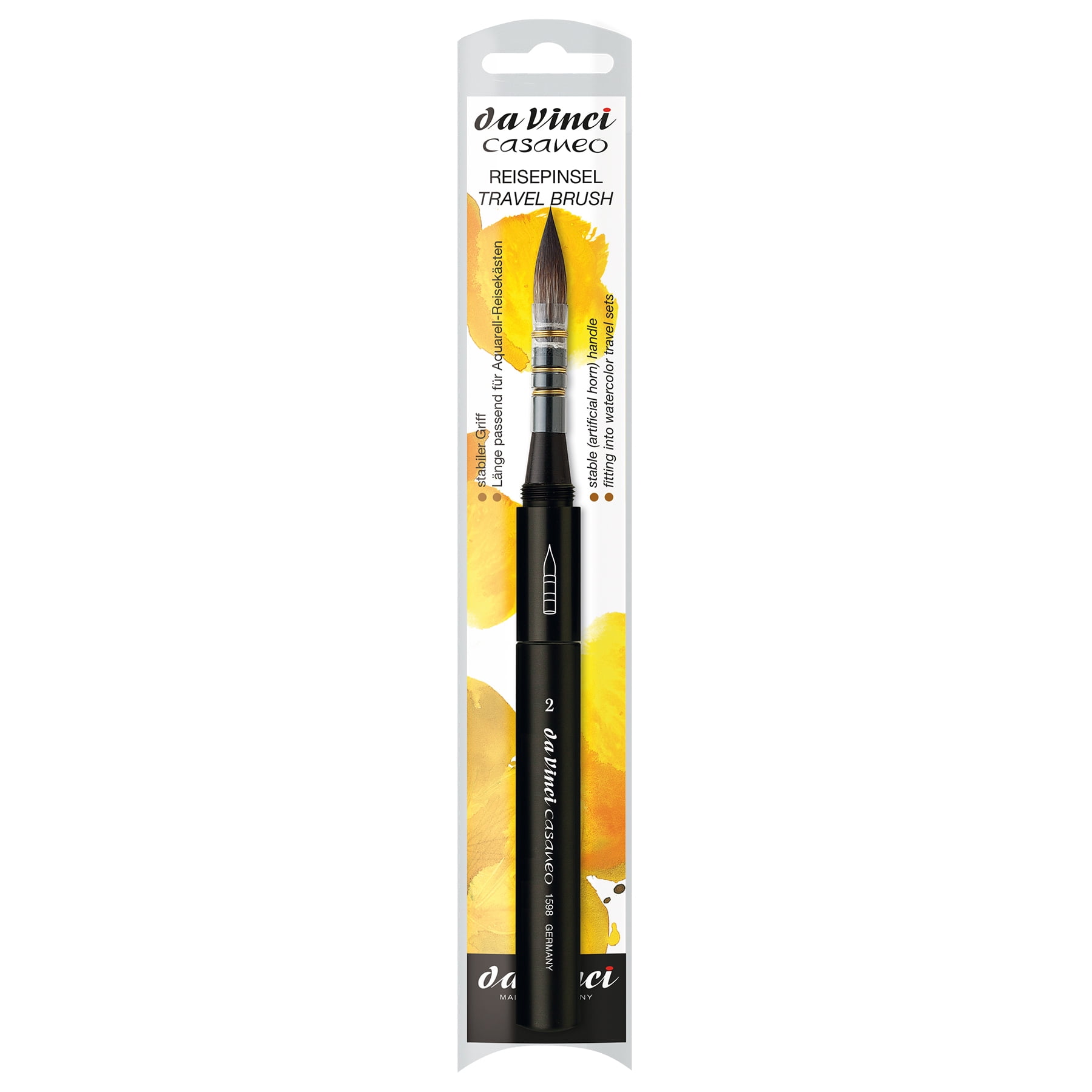da Vinci CASANEO Travel Pocket Quill, Extra Soft Synthetic, Watercolor & Wash, Round, Series 1598TP, Size 2