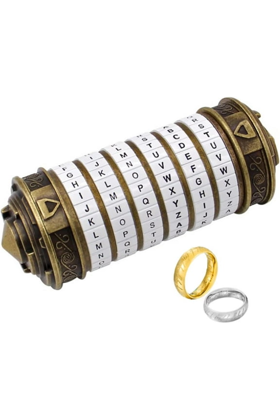 Da Vinci Code Cryptex Letter Password Lock Ring Holder Christmas Valentine Birthday Gift for Girlfriend Boyfriend Puzzle
