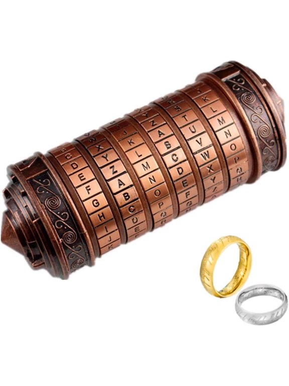Da Vinci Code Cryptex Letter Password Lock Ring Holder Valentine's Day Birthday Gift With Rings for Her Puzzle