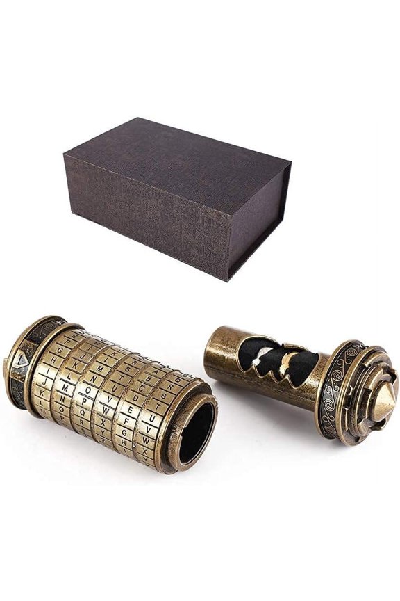 Da Vinci Code Cryptex Letter Password Lock Ring Holder Valentine's Day Birthday Gift With Rings for Her