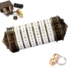 Da Vinci Code Cryptex Mini Bronze Lock Puzzle Valentines Day Gifts for him her Men Women dad Boys Metal Anniversary Cool Romantic Birthday for Her Gifts Box Puzzle
