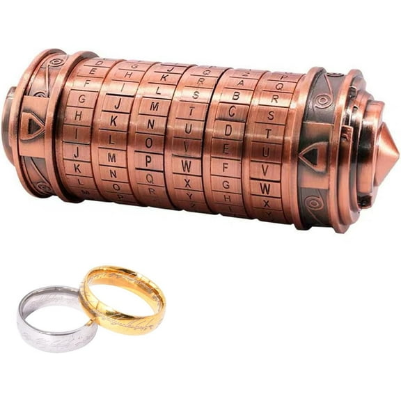 Da Vinci Code Mini Cryptex Lock, Small Cryptex, Money Puzzle Box Lock Ring Holder, for Anniversary Valentine's Day Mysterious Birthday Gifts for Family and Friends (Bronze)
