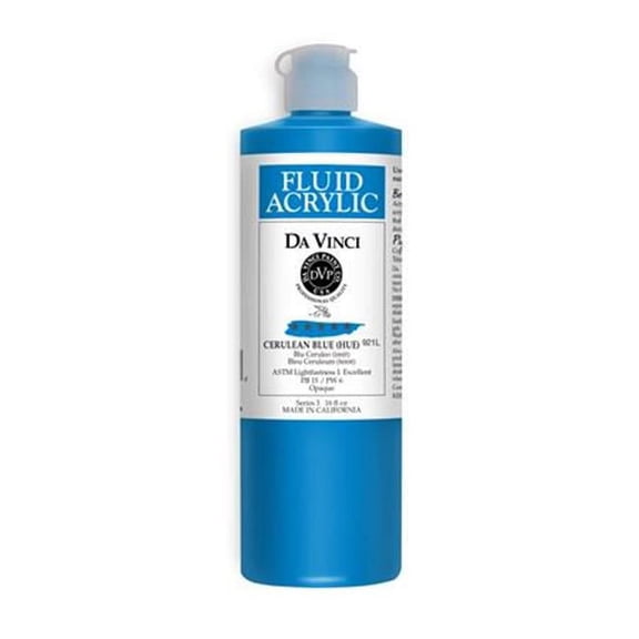 Da Vinci Fluid Acrylics - Cerulean Blue Hue, 16 oz bottle
