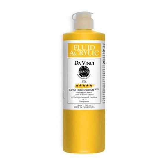 Da Vinci Fluid Acrylics - Hansa Yellow Medium, 16 oz bottle