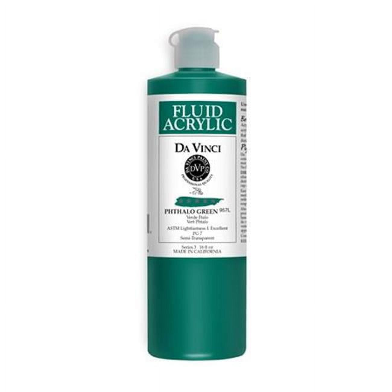 Da Vinci Fluid Acrylics - Phthalo Green, 16 oz bottle