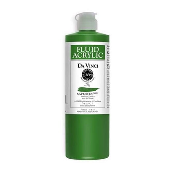 Da Vinci Fluid Acrylics - Sap Green, 16 oz bottle