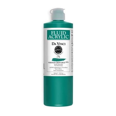 Da Vinci Fluid Acrylics - Viridian Green Hue, 16 oz bottle
