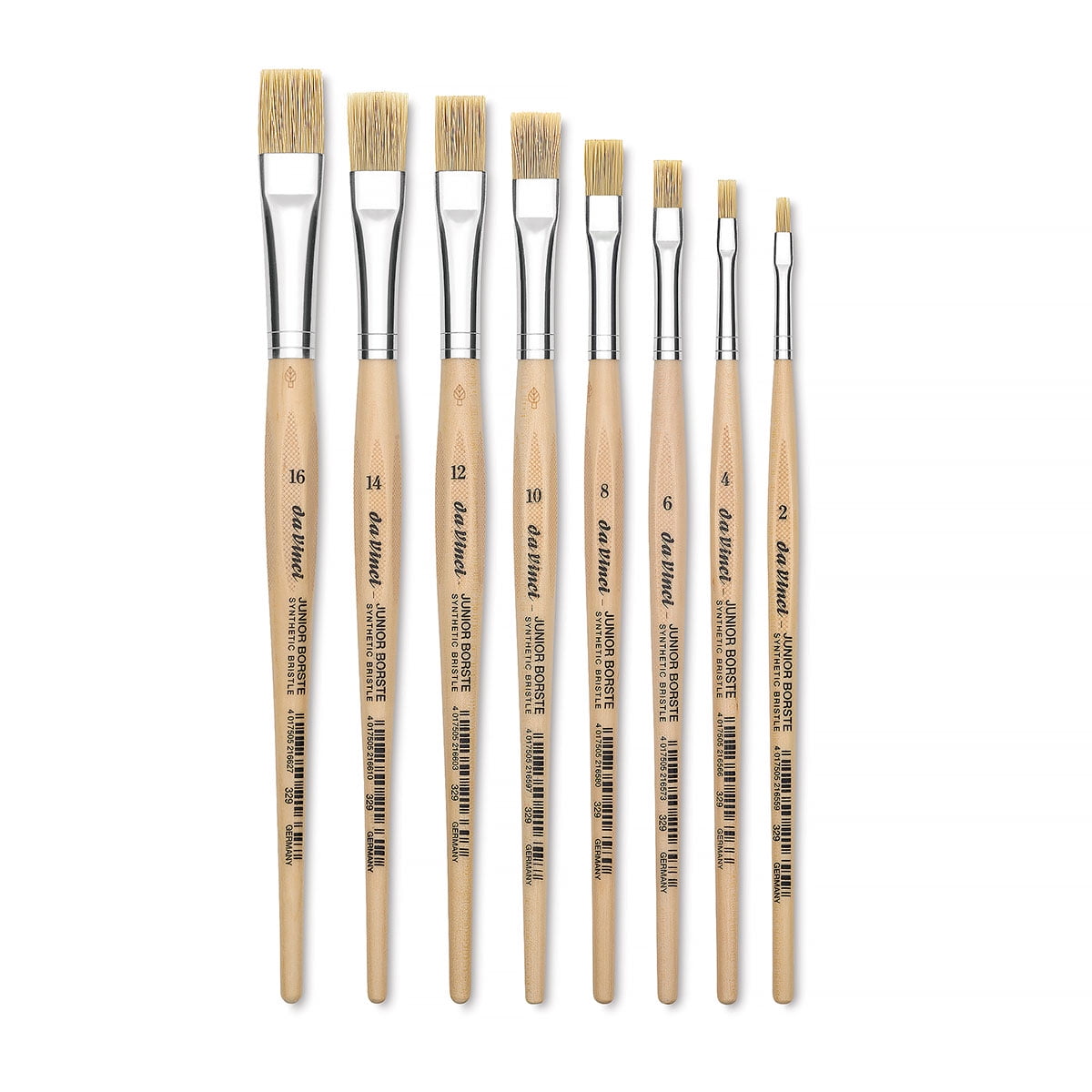 Da Vinci Junior Synthetic Bristle Brushes and Set - Flat, Set of 8