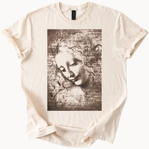 Da Vinci La Scapigliata T Shirt Renaissance Art Tee Shirt Unisex S-5XL Hot Trending Shirt, Vintage Birthday Gift