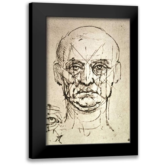 Da Vinci, Leonardo 11x14 Black Modern Framed Museum Art Print Titled - Proportions of the Face