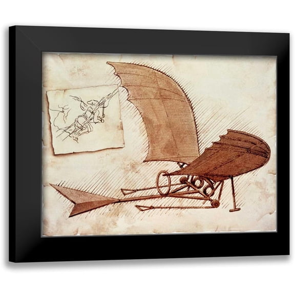 Da Vinci, Leonardo 14x12 Black Modern Framed Museum Art Print Titled - Flying Machine