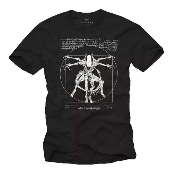 Da Vinci Mens Alien Evolution T-Shirt - Men's Gamer Nerd Area 51 Shirt