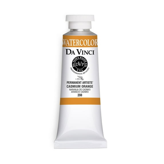 Da Vinci Paints Professional Watercolor, 37ml Tube, Cadmium Orange