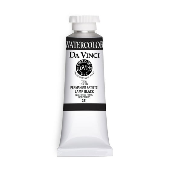Da Vinci Paints Professional Watercolor, 37ml Tube, Lamp Black