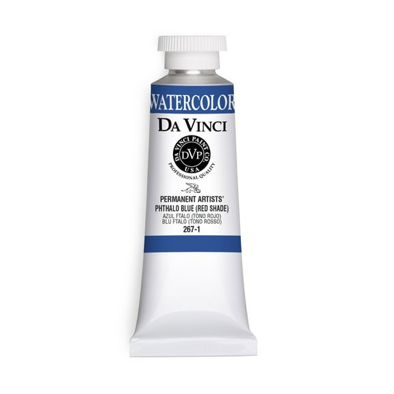 Da Vinci Paints Professional Watercolor, 37ml Tube, Phthalo Blue (Red Shade)