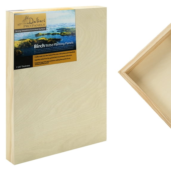 Da Vinci Pro BIRCH WOOD Gesso Panels - Very Fine Wood Grain Warp Resistant Birch, For Mounting Linen or Can Be Universally Gesso Primed - Single 1-5/8" Gesso Panel - 18x24