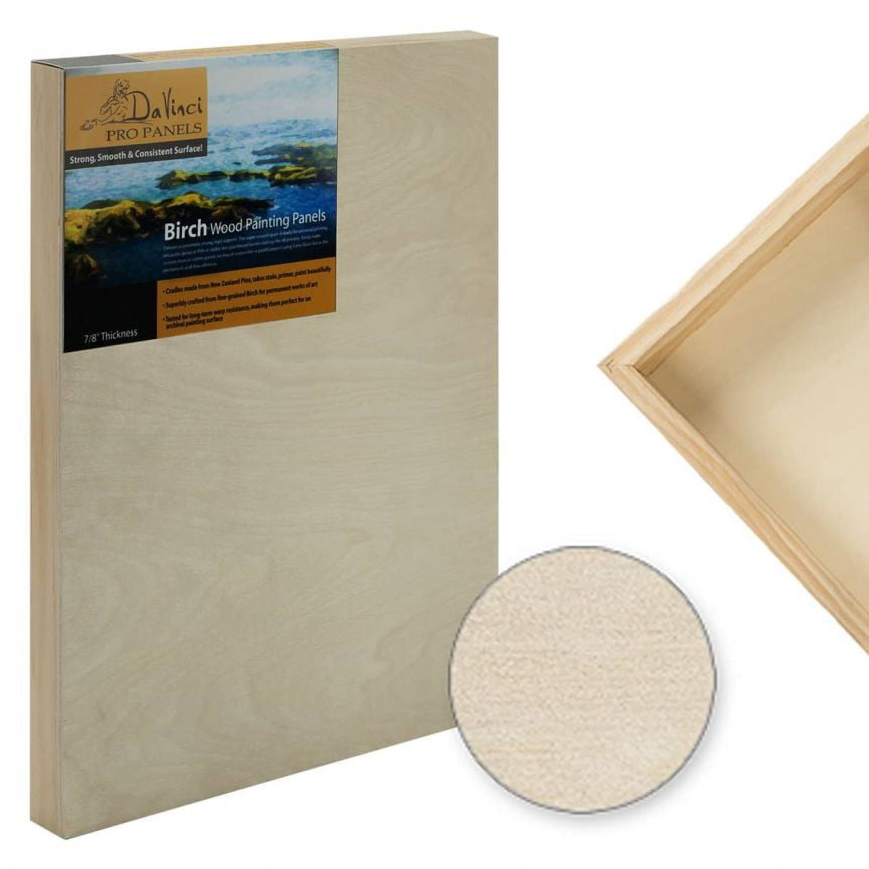 Da Vinci Pro BIRCH Wood Gesso Panels Very Fine Wood Grain Warp