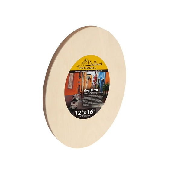 Da Vinci Pro Birch Wood Oval Panel 3/4" Deep 12x16" - Fine Textured, Warp Resistant, Lightweight & Rigid Oblong Panel Perfect for Mounting Sanded Pastel or Watercolor Paper, Linen or Canvas