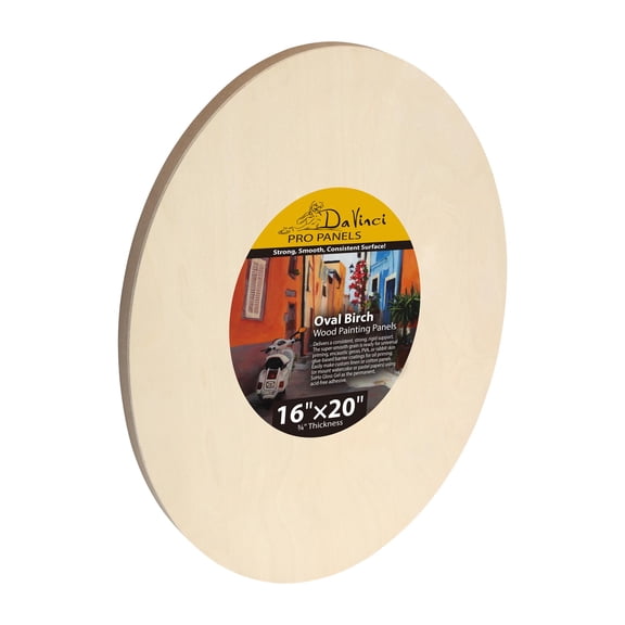 Da Vinci Pro Birch Wood Oval Panel 3/4" Deep 16x20" - Fine Textured, Warp Resistant, Lightweight & Rigid Oblong Panel Perfect for Mounting Sanded Pastel or Watercolor Paper, Linen or Canvas