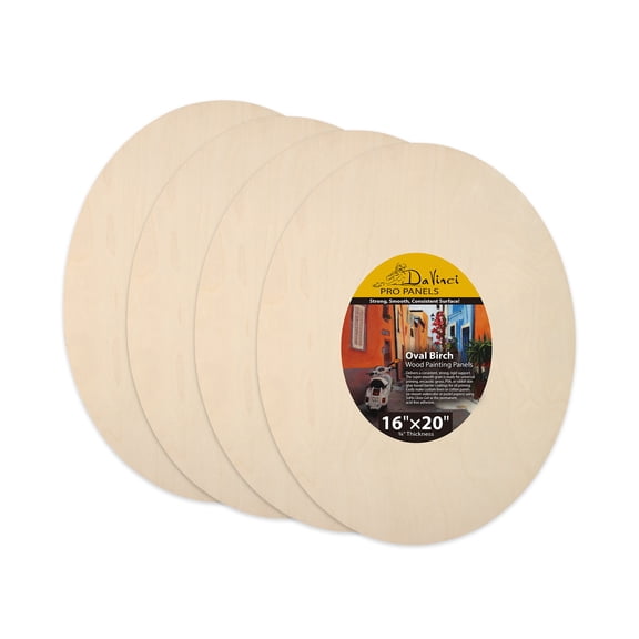 Da Vinci Pro Birch Wood Oval Panel 3/4" Deep 16x20", Pack of 4 - Textured, Warp Resistant, Lightweight & Rigid Oblong Panel Perfect for Mounting Sanded Pastel or Watercolor Paper, Linen or Canvas