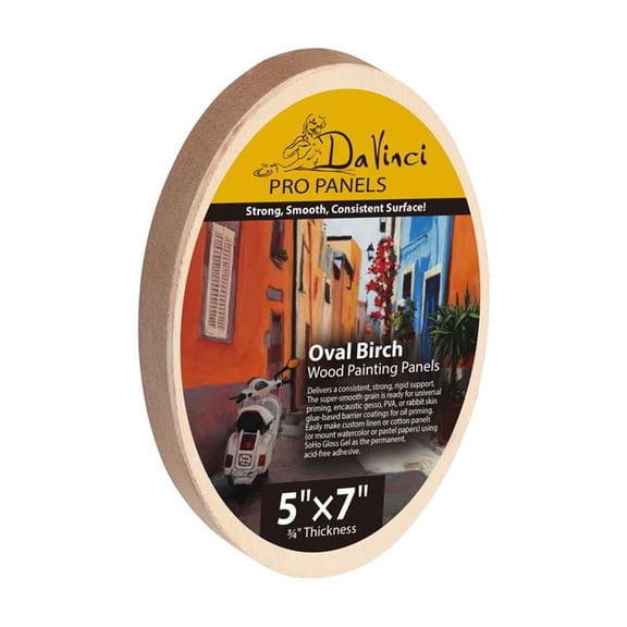 Da Vinci Pro Birch Wood Oval Panel 3/4" Deep 5x7" - Fine Textured, Warp Resistant, Lightweight & Rigid Oblong Panel Perfect for Mounting Sanded Pastel or Watercolor Paper, Linen or Canvas