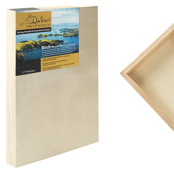 Da Vinci Pro Birch Wood Panel 2-1/2"  Deep  24x36" 2-Pack - Fine Textured, Warp Resistant, Lightweight & Rigid  Perfect for Mounting Sanded Pastel or Watercolor Paper, Linen or Canvas
