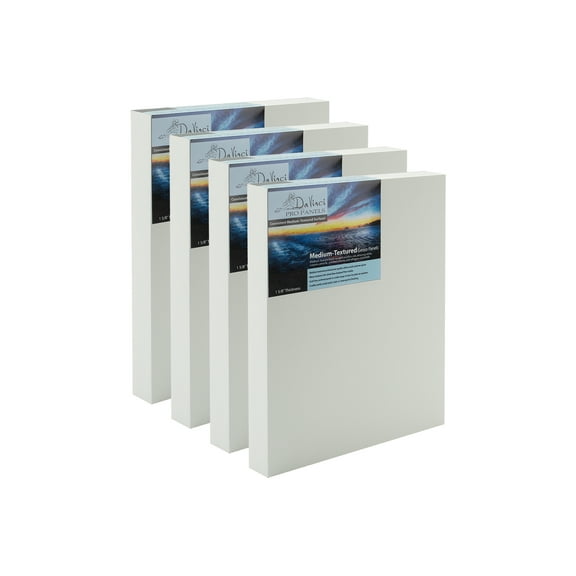 Da Vinci Pro Medium Textured Gesso Panel - 11x14" - 4 Pack - 7/8" Depth Wood Panels for Painting - Accepts Mediums like Canvas - For Oils, Acrylics, Mixed Media, Pastels & Drawing Sticks