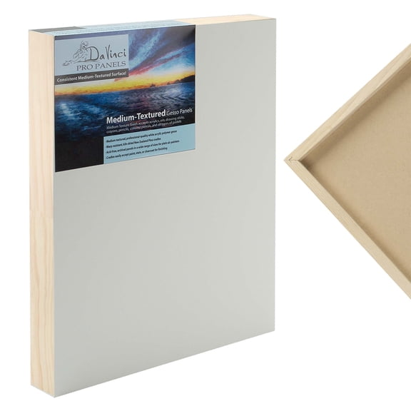 Da Vinci Pro Medium Textured Gesso Panel - 20x40" - 2" Depth Wood Panels for Painting - Accepts Mediums like Canvas - For Oils, Acrylics, Mixed Media, Pastels & Drawing Sticks