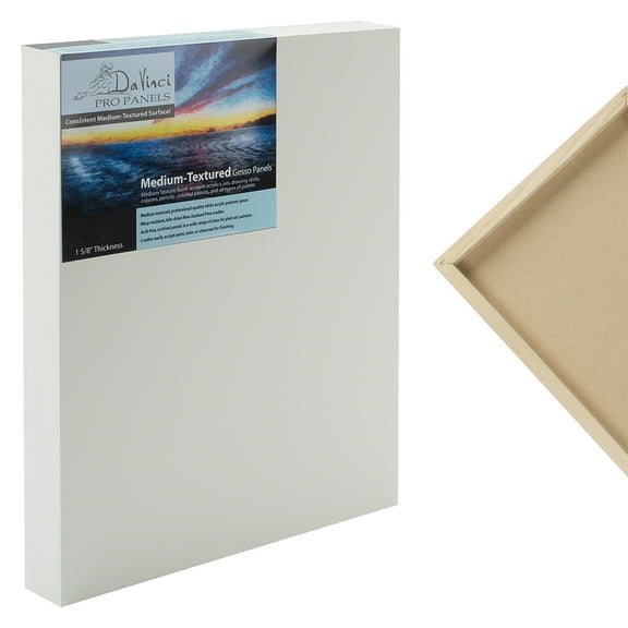 Da Vinci Pro Medium Textured Gesso Panel - 4x6" - 1-5/8 Depth Wood Panels for Painting - Accepts Mediums like Canvas - For Oils, Acrylics, Mixed Media, Pastels & Drawing Sticks