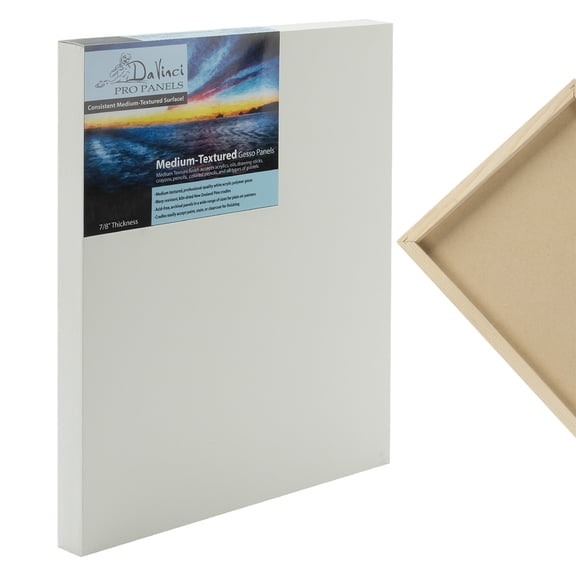 Da Vinci Pro Medium Textured Gesso Panel - 8x8" - 6 Pack - 2" Depth Wood Panels for Painting - Accepts Mediums like Canvas - For Oils, Acrylics, Mixed Media, Pastels & Drawing Sticks