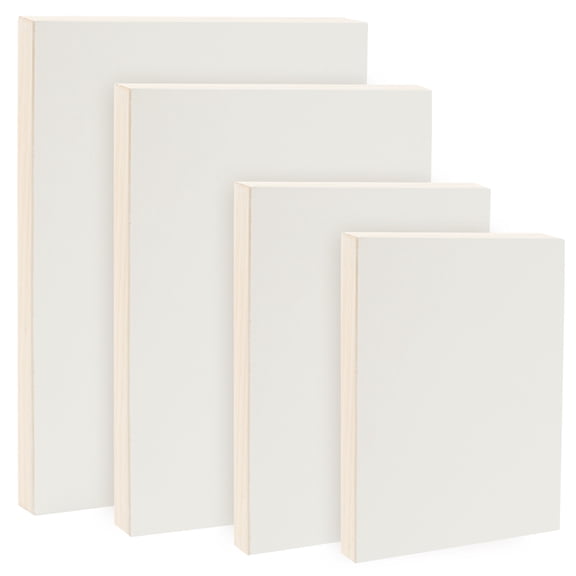 Da Vinci Pro Resist-Grip Coarse Textured Gesso Board, 4 Medium Variety Rectangles, 2" Depth Art Boards for Painting, White Acrylic Polymer w/ Quartz Sand, Warp-Resistant Cradled & Sealed MDF Panel