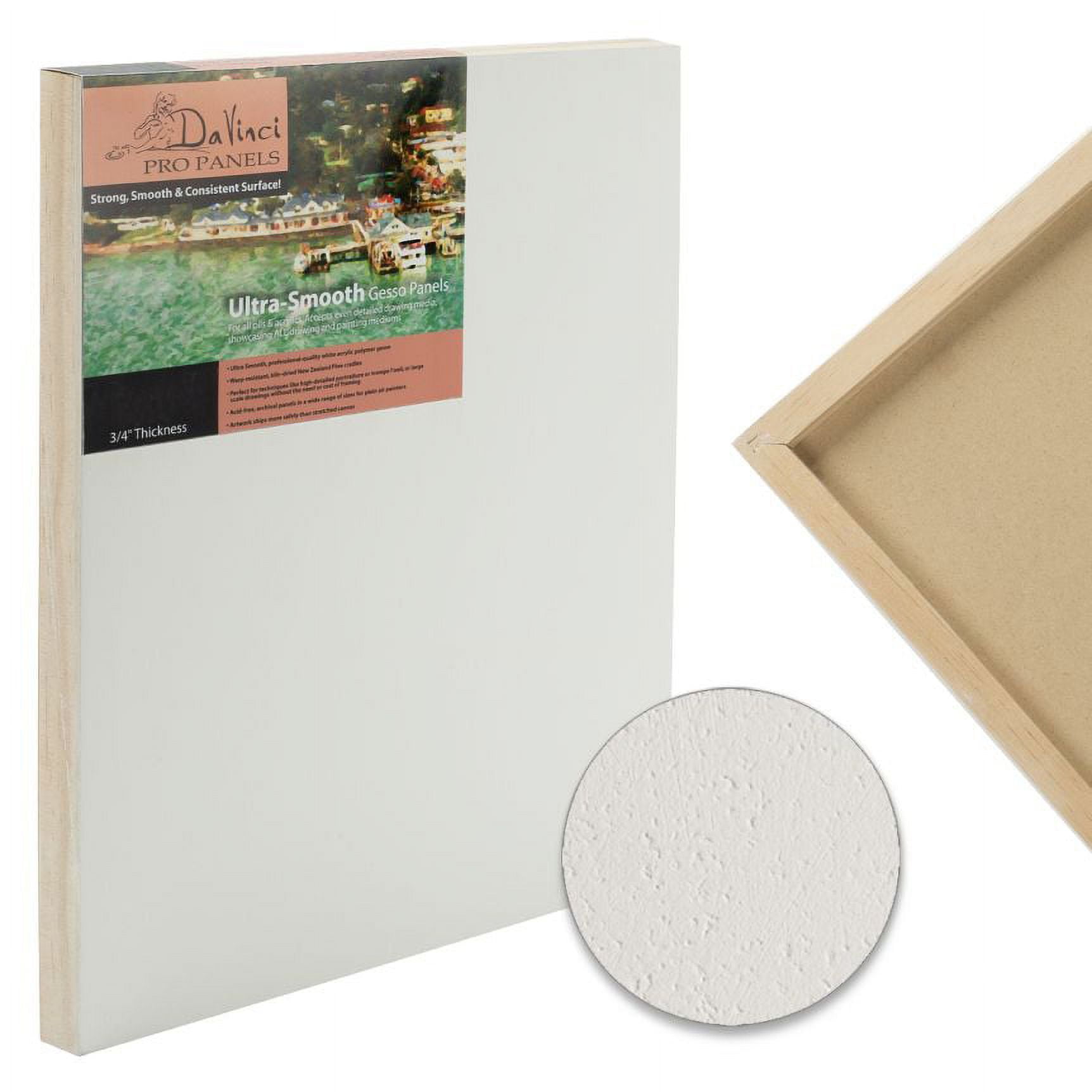 Da Vinci Pro Ultra Smooth Gesso Panels 3/4 inch Panel (Single) 5x7 inch - 12 Pack, Size: 5 x 7, Other